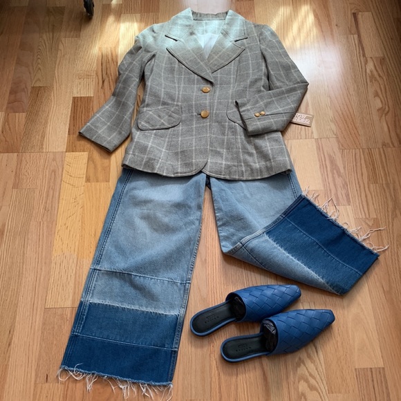 Vtg Windowpane Plaid wool blazer jacket - Picture 12 of 16